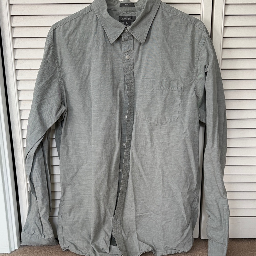 Eddie Bauer Men's Casual Gray Button-Down Shirt